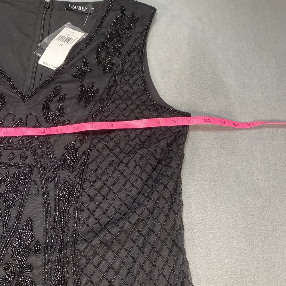 Lauren Ralph Lauren Black‎ Label Flapper Black Dress Beaded 16 Fringe Hem NWT - Picture 3 of 9